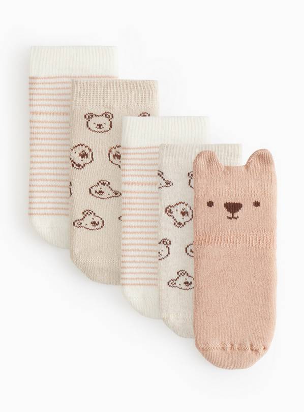 Pink & White Grip Socks 5 Pack  6-12 months